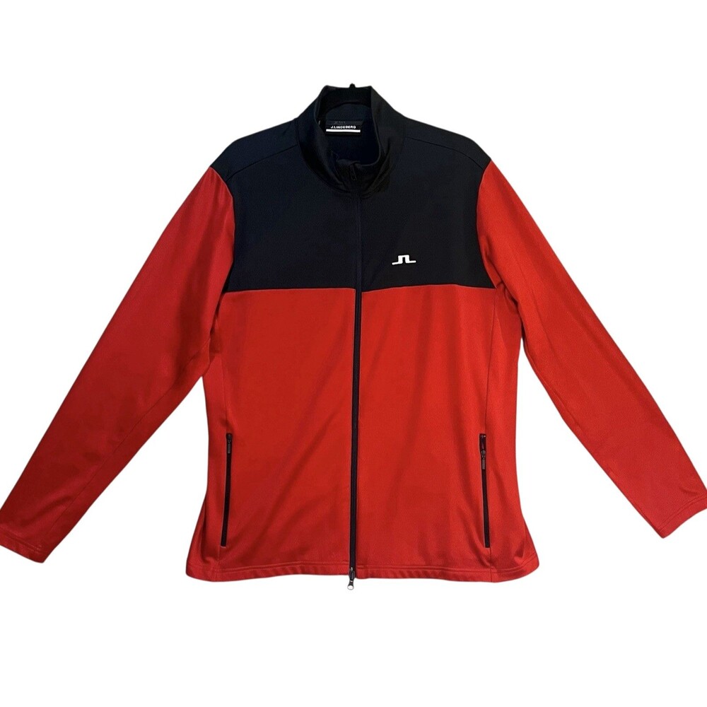 J Lindeberg Men's Banks Mid Layer Golf Full Zip Jacket XL Colorblock Blue Red